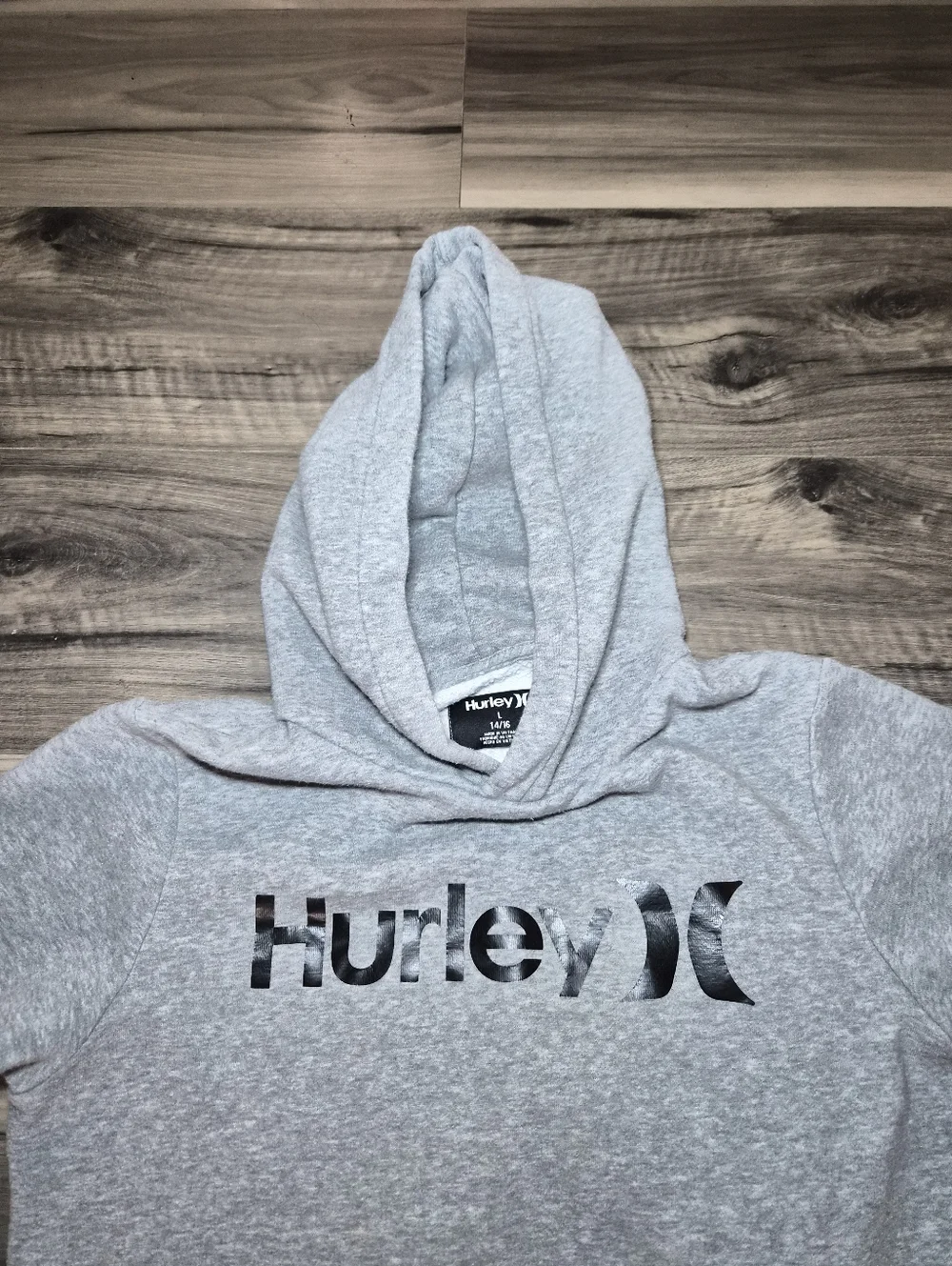 Hurley Light Gray Pullover Hoodie with Black Logo 14/16